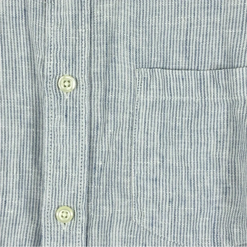 J Crew Blue Striped Linen Button Shirt Men’s S Long Sleeve Slim Fit Office Work